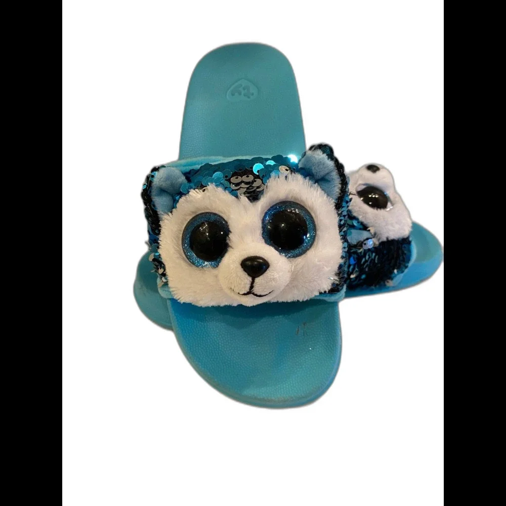 Blue Sequin Slush the dog  Beanie Baby’s  Boo's Collection Slides Shoe‎ Size 1-3